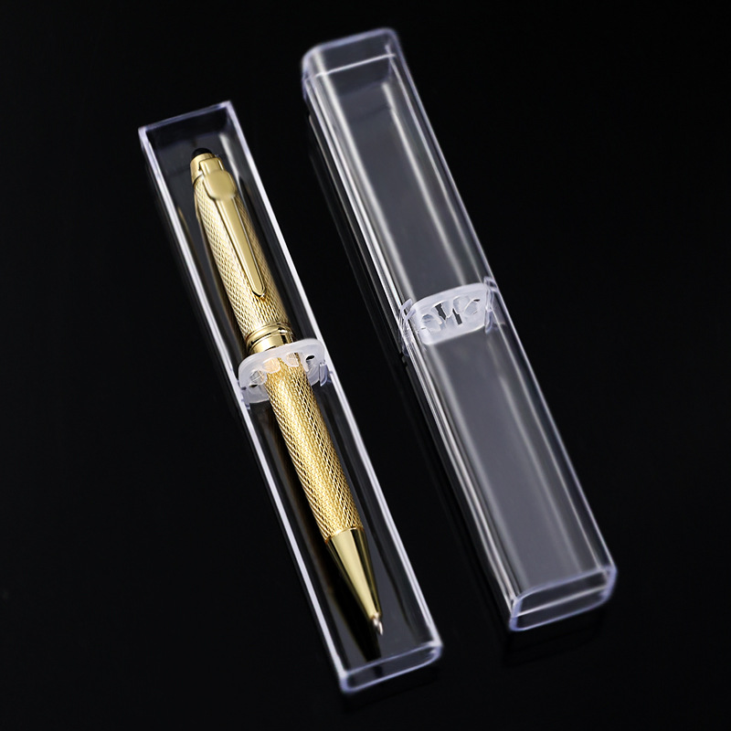 Fábrica en stock al por mayor estudiante caja de lápices de plástico caja de lápices de cristal transparente impresión logo