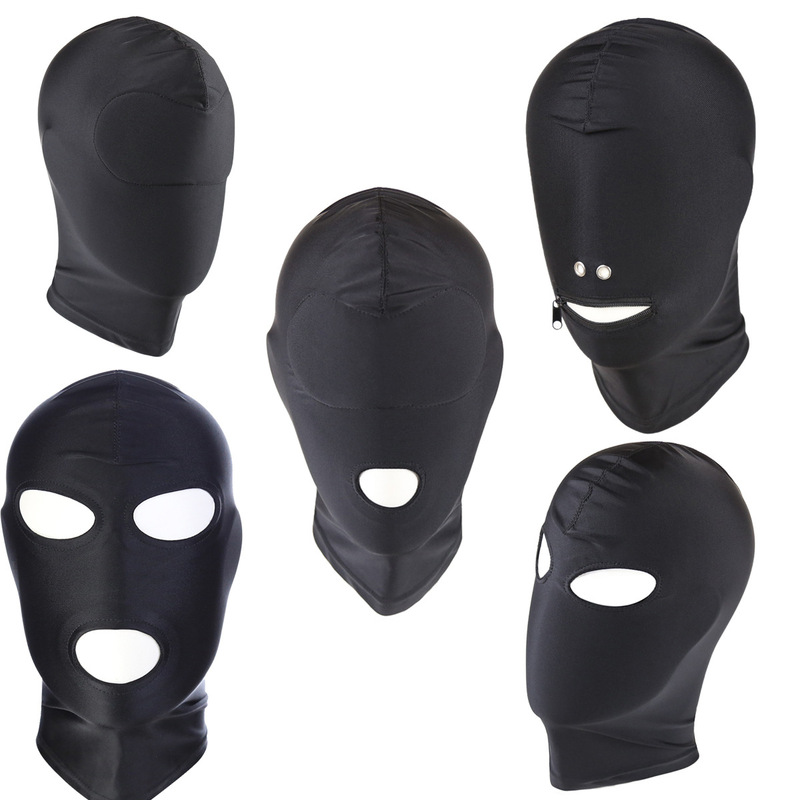 Fun Flirting sm Toy Headgear Black Mask Mask All-inclusive Lover Mask Alternative Passion Hood