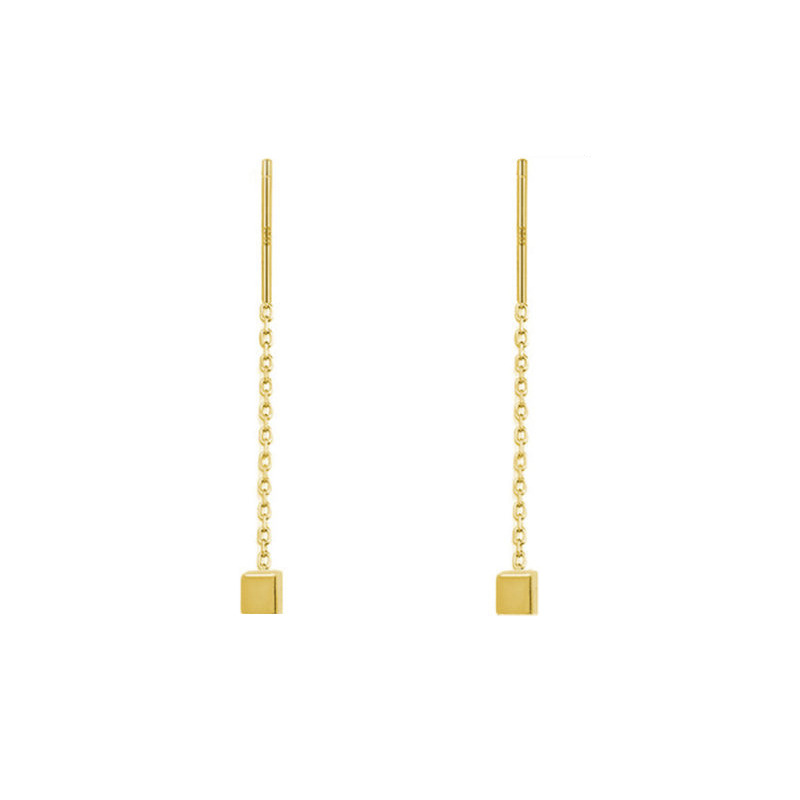 S925 pendientes cuadrados de plata esterlina elegante fresco corto estilo coreano simple estudiante mini pendientes