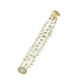 【5色可选】三排珍珠玻璃珍珠女手链项链耳环磁铁扣欧美日韩风个