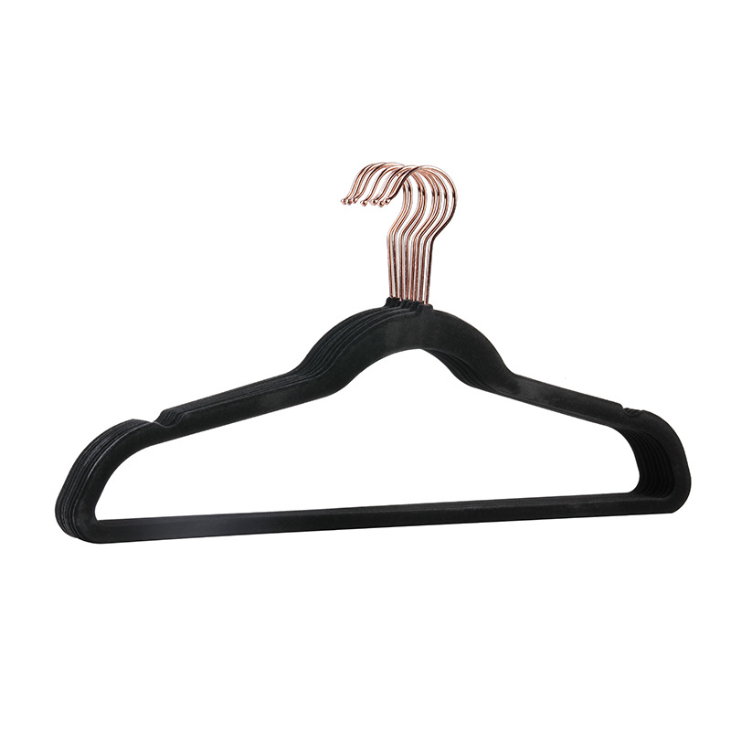 Flocado estante de ropa al por mayor posición colgante flocado percha de ropa Exportación de comercio exterior sin costura flocado percha de ropa