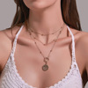 Necklace, coins, long metal pendant, European style, suitable for import, punk style