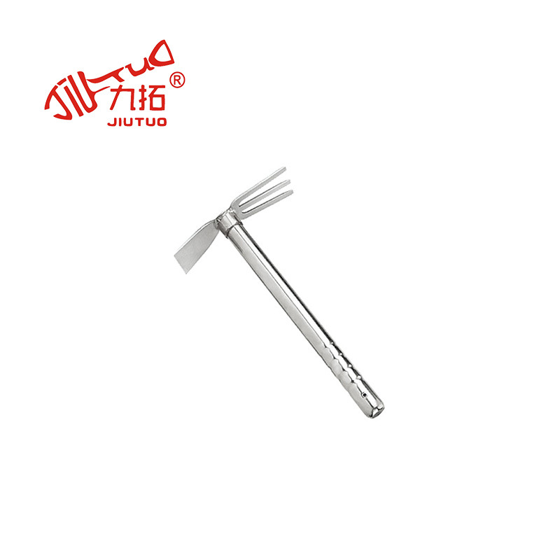 不锈钢小锄头种花除草农用园林工具挖地种菜 户外两用锄头耙子