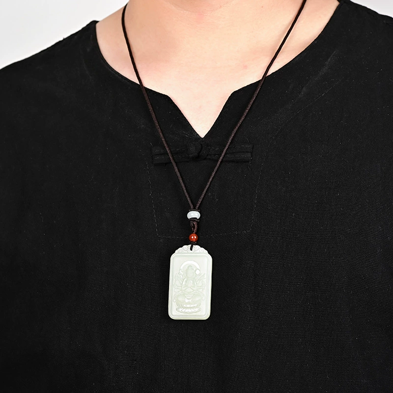 Organic double-sided carved pendant jade