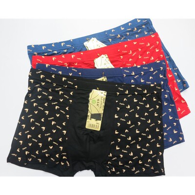 厂家热销男士印花莫代尔弹力平角裤性感舒适U凸竹纤维四角内裤