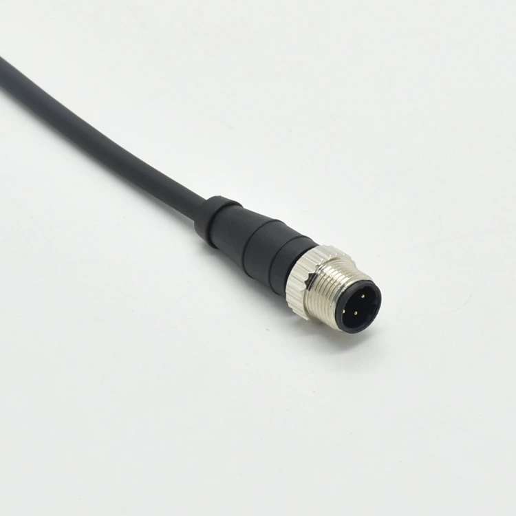 [网络接头M12 4P公头注塑成型连接器D型防水航空插头]