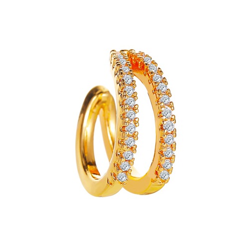 European and American double-layer full-diamond ear clips with personality and temperament, c-shaped ear bone clips, fashionable earrings, simple non-pierced earrings