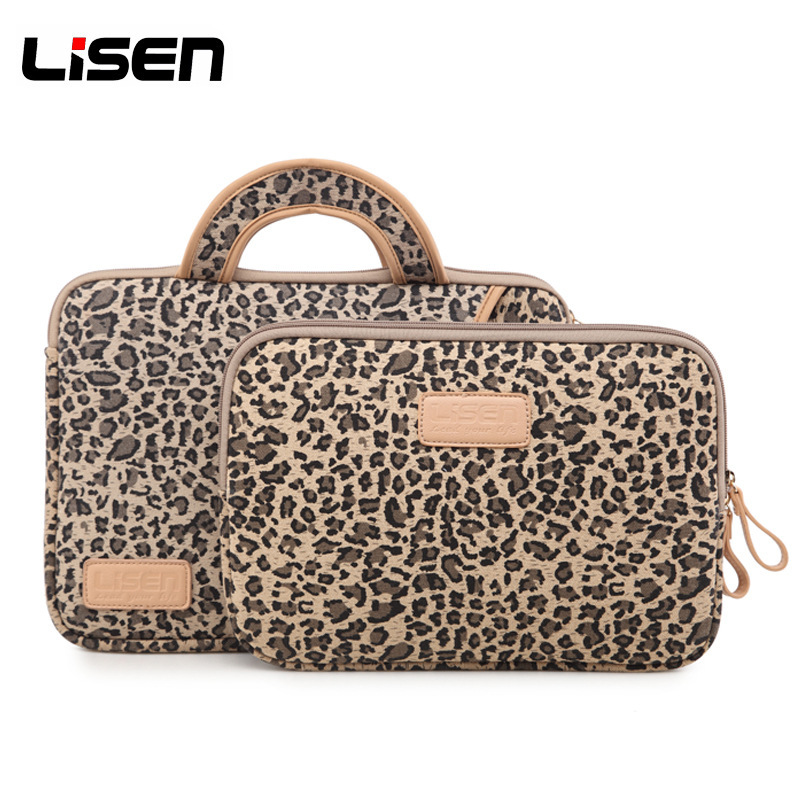 LISEN fashion retro leopard print laptop liner bag 13 inch 15 inch tablet computer bag ladies