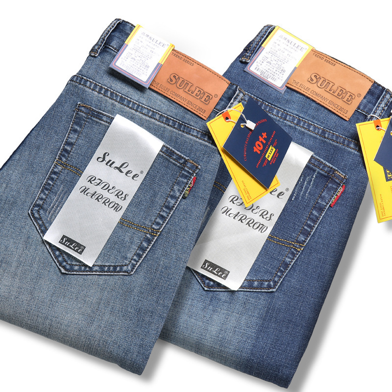 Wholesale Overseas Su Lee Autumn and Winter New Men's Straight Slim-Fit Business Casual Jeans, Mid-High Waist Long Pants