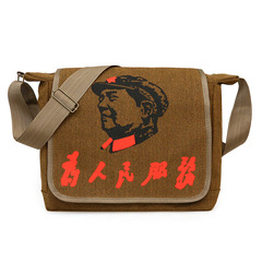 Wholesale Military-style Lei Feng for the People Service Bag with Five-pointed Star Canvas Shoulder Bag Nostalgic Retro Crossbody Bag Red Army Bag
