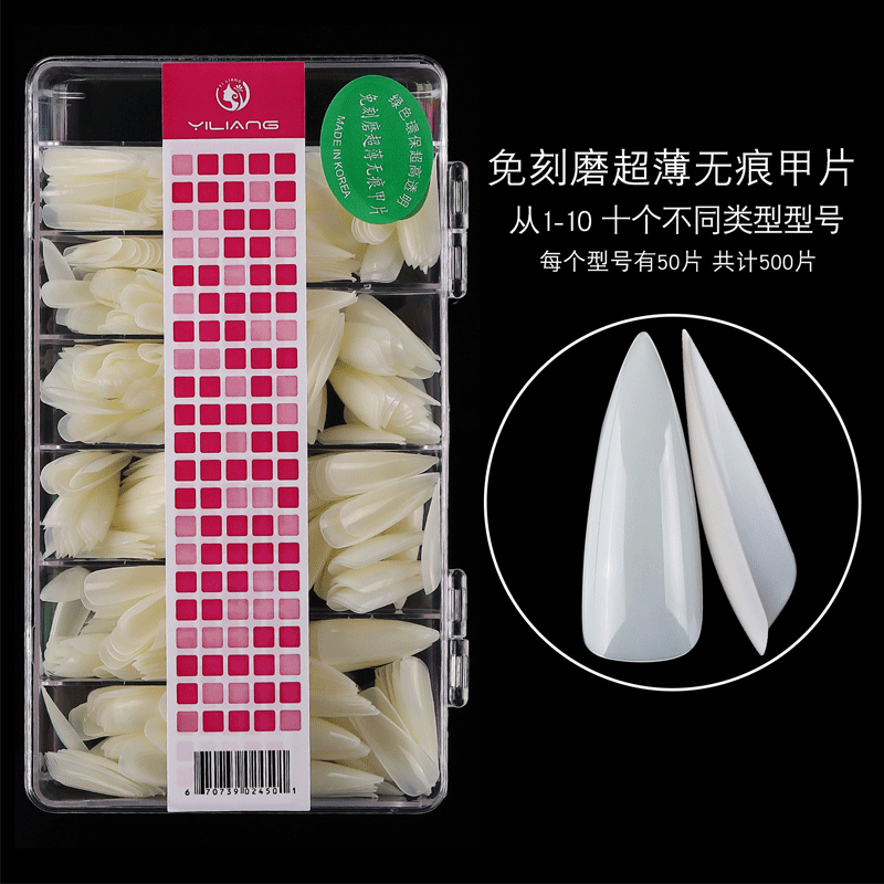 Transparent almond fake nails for manicure drop-shaped