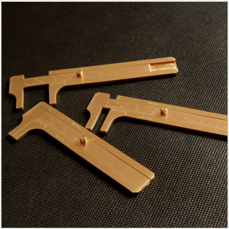 儿童黄铜卡尺便携式迷你游标尺户外EDC工具文玩测量尺子