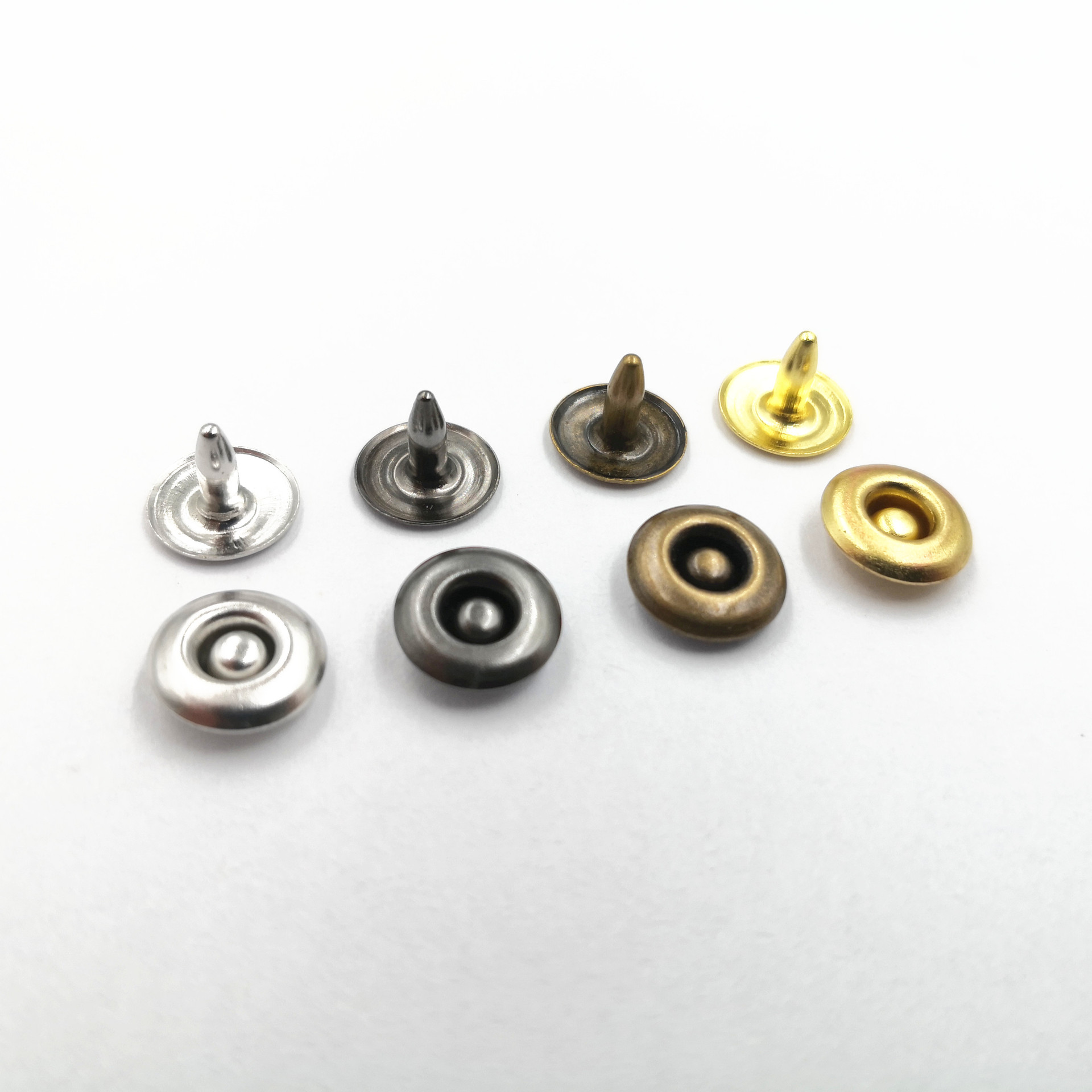 厂家直销 圆形金属黄铜电镀铆钉纽扣 单双面帽钉牛仔裤反帽撞钉