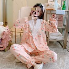 秋冬月子服和服款空气层加厚夹棉孕妇保暖睡衣套装热卖一件代发