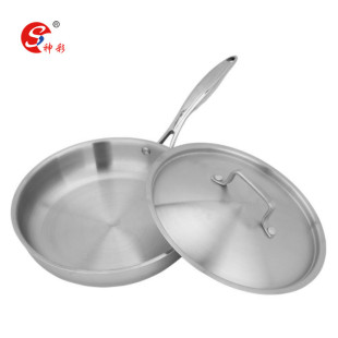 Factory Direct 304 stainless steel frying pan flat frying pan non-stick non-coated less lampblack kitchen gift pot