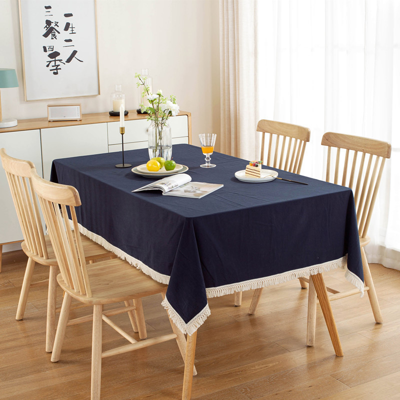 Modern simple solid color plain cotton wash cotton tassel tea table tablecloth table cloth a generation of hair