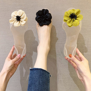 2022 Fashion Summer Breathable Sweet Beach Shoes Waterproof Transparent Plastic Crystal Dogwood Flower Jelly Sandals