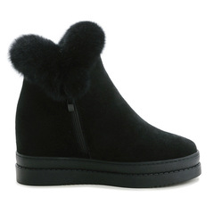 Trendy Sunday Winter Women's Shoes New Heeled Leather Rabbit Hair Cotton Shoes Women's Casual Student Shoes Women's Dropshipping One Piece