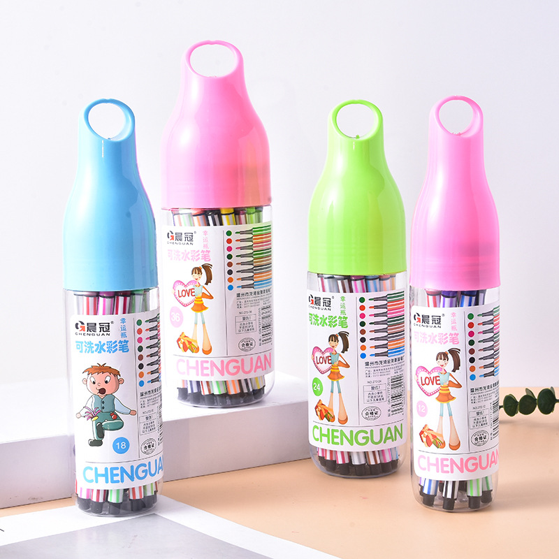 Kindergarten suministros de arte pintura color pluma niños acuarela pluma barril portátil lavable acuarela pluma al por mayor