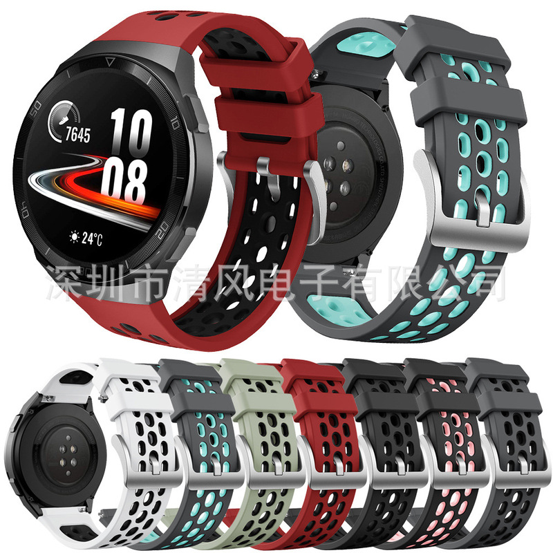 Suitable for Huawei Gt2E Silicone Two-Color Strap Huawei Watch Gt2E Interface Round Hole Silicone Strap Suitable for Huawei Gt2E Silicone Two-Color Strap Huawei Watch Gt2E Interface Round Hole Silicone Strap