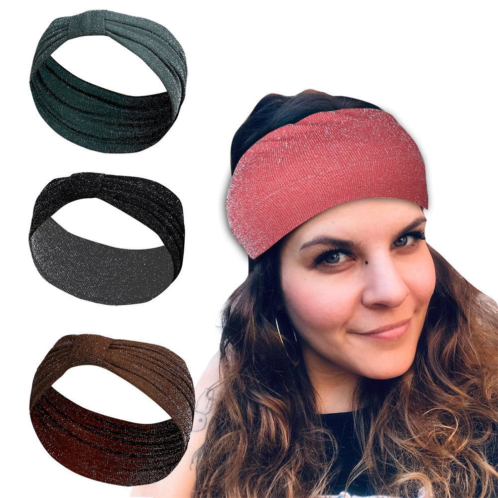 Cross-border new solid color bow cross hair band headband sports supplies yoga antiperspirant turban hair band hair accessories