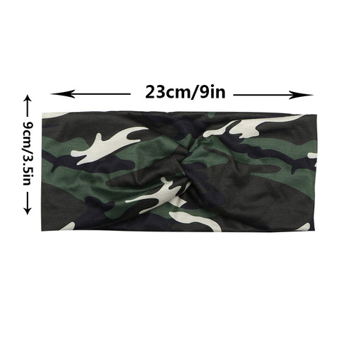 New European and American-style headbands, sports yoga headbands, women's knotted cross-print camouflage hairbands, hair accessories, and headwear