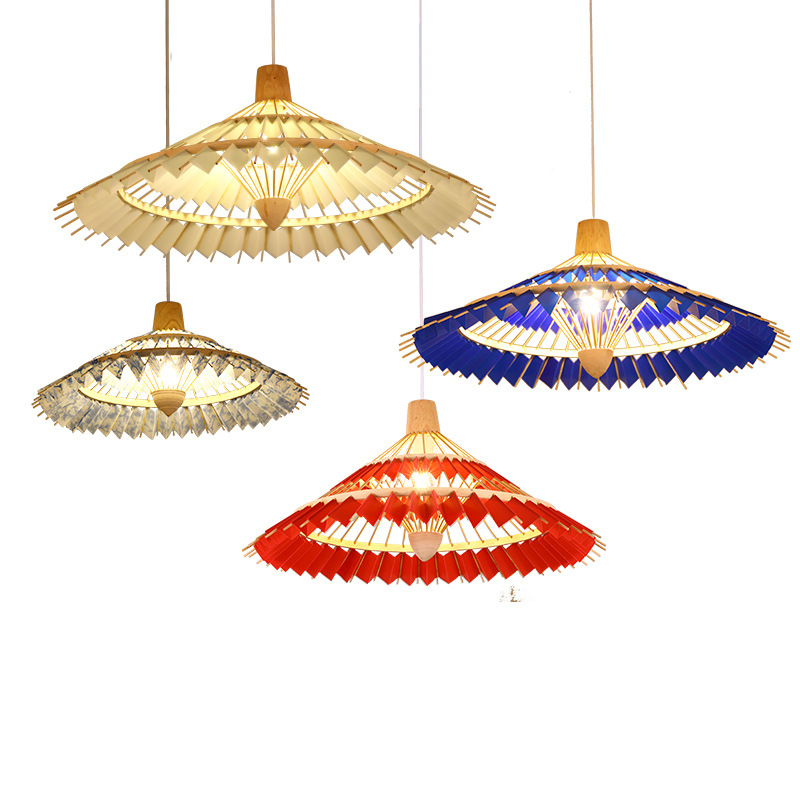 Lámpara de bambú de estilo japonés creativo pastoral B & B restaurante olla caliente restaurante lámparas de bambú pantalla sala de té balcón lámpara de Bambú