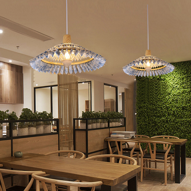 Lámpara de bambú de estilo japonés creativo pastoral B & B restaurante olla caliente restaurante lámparas de bambú pantalla sala de té balcón lámpara de Bambú