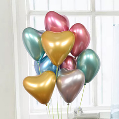 Cross-border new product 10-inch heart-shaped metal color latex balloon, thickened 2.2g romantic wedding room scene decoration and arrangement item