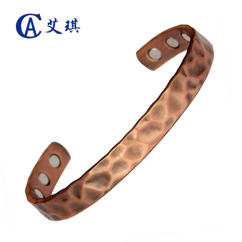Cross-border Hot Selling Magnetic Red Copper Bracelet Niche Design Hammer Magnetic Pure Copper Bracelet Retro Magnetic Pure Copper Bracelet