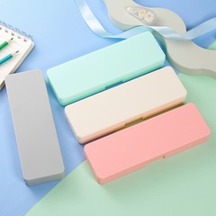 Wholesale transparent plastic sanding pencil case for DIY with cream adhesive stationery box for elementary school children