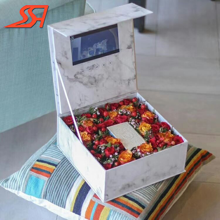 液晶屏视频礼品盒子玫瑰花盒子生日结婚纪念物品收纳盒7寸视频盒