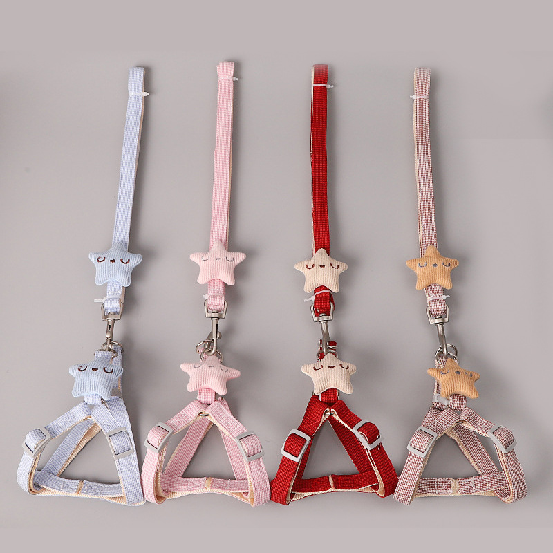 Fuente directa de fábrica de dibujos houndstohooth estrella de mar mascotas pecho y espalda cuerda de tracción traje medio y perro pequeño perro cuerda de tracción