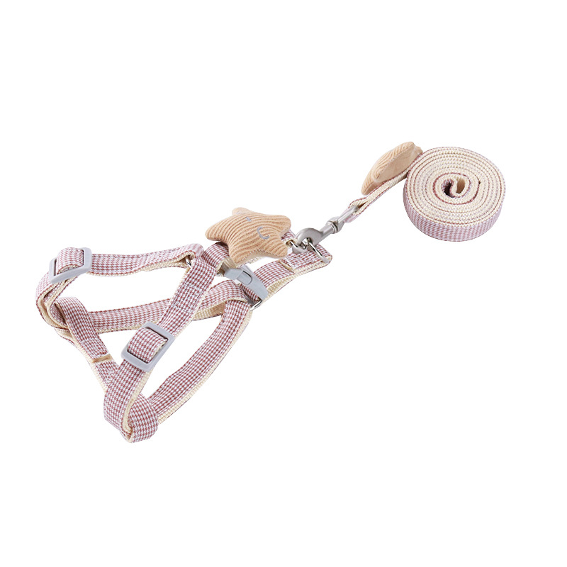 Fuente directa de fábrica de dibujos houndstohooth estrella de mar mascotas pecho y espalda cuerda de tracción traje medio y perro pequeño perro cuerda de tracción