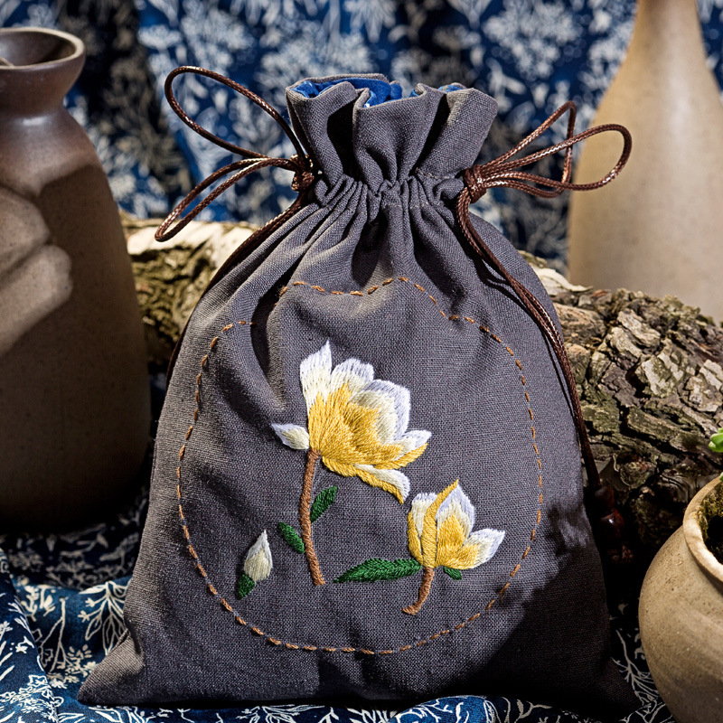 Jinhao bordado hecho a mano material de bricolaje bolsa Cordón portátil Lu bordado cosmético bolsa no Cruz puntada bolsa de almacenamiento