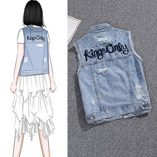 Denim Vest Women's Spring Summer Autumn New Korean Style Large Size Foreign Trade Casual Vest Trendy All-match Waistcoat Vest