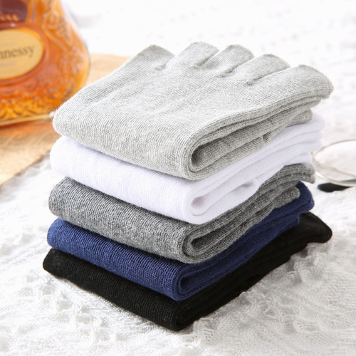 Toe socks men's combed cotton casual and comfortable mid-calf split toe boat socks solid color sweat-absorbent and breathable socks