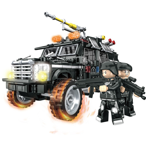 Carefully selected compatible LEGO small particle building blocks police armored vehicle model ornaments children's educational assembly and plug-in toys