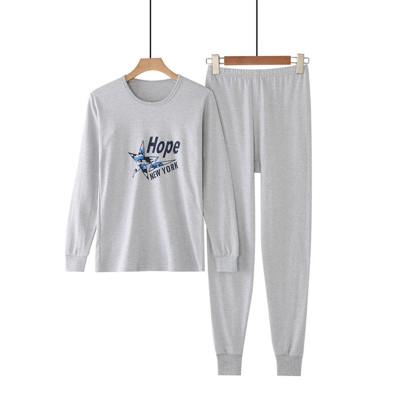 Ropa interior para niños traje medio y grande ropa de otoño para niños pantalones largos traje suéter de algodón para hombres conjunto Ropa de otoño juvenil pantalones largos ropa interior