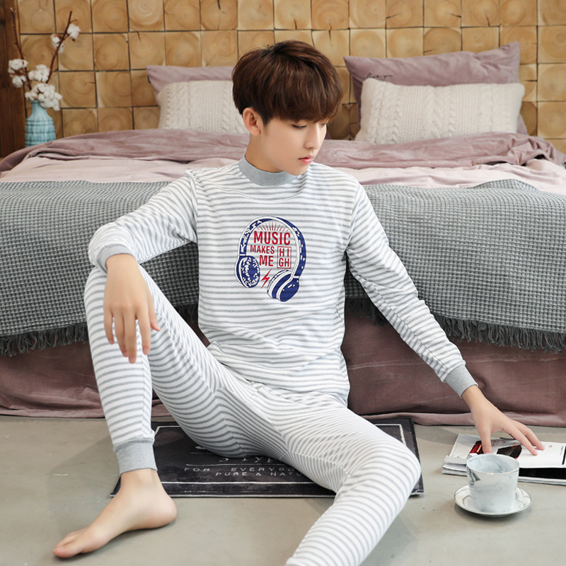 Ropa interior para niños traje medio y grande ropa de otoño para niños pantalones largos traje suéter de algodón para hombres conjunto Ropa de otoño juvenil pantalones largos ropa interior