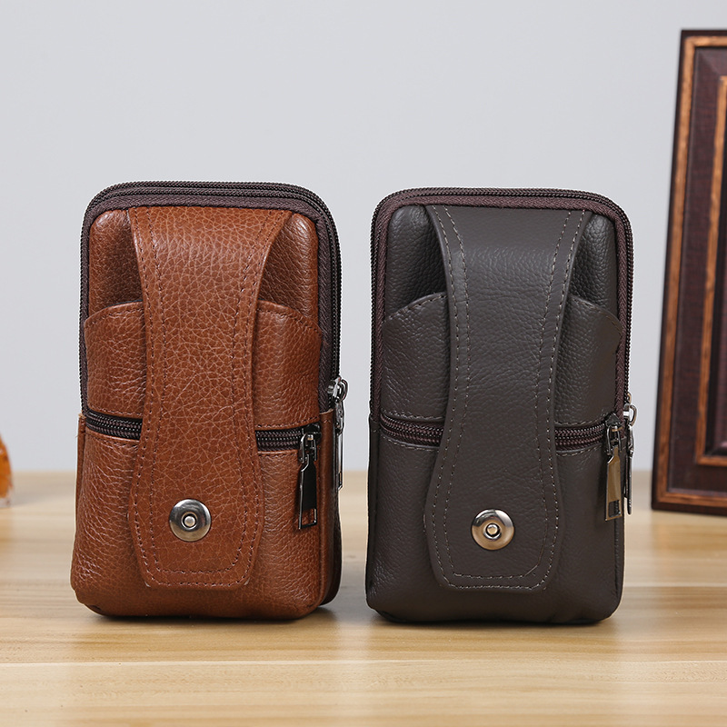 New Men's Mobile Phone Bag Cowhide Business Waterproof Vertical Multi-Functional Coin Purse Wear Belt Waist Bag Manufacturer Wholesale New Men's Mobile Phone Bag Cowhide Business Waterproof Vertical Multi-Functional Coin Purse Wear Belt Waist Bag Manufacturer Wholesale