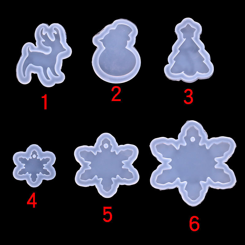 Árbol de Navidad muñeco de nieve espejo epoxi molde de silicona DIY accesorios para teléfonos móviles colgante copo de nieve ELK molde epoxi en stock