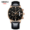 NIBOSI Men's solid steel belt with butterfly, waterproof glossy swiss watch, quartz watches