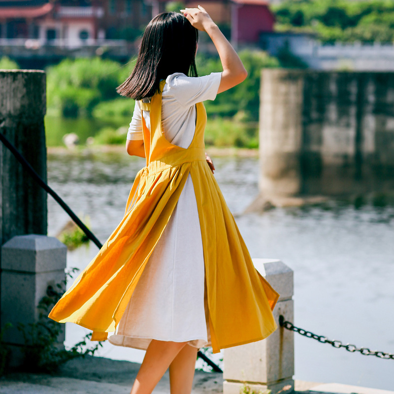 Estilo francés algodón floral delantal estilo coreano split elegante tienda de flores ropa de trabajo simple todo-Partido Amazon Venta caliente impresión