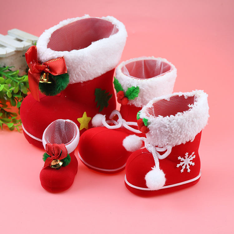Creative Christmas Candy Boots Red Flocking Boots Pen Bag Gift Boots Christmas Event Decorations Wholesale Creative Christmas Candy Boots Red Flocking Boots Pen Bag Gift Boots Christmas Event Decorations Wholesale