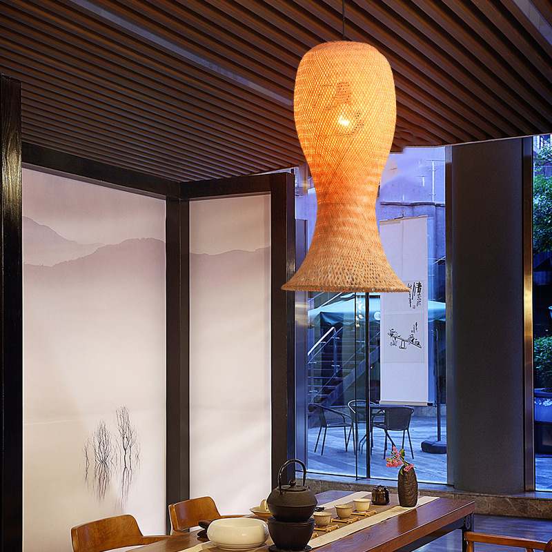 Nuevo chino olla caliente restaurante lámpara de bambú sala de té pantalla de bambú restaurante japonés restaurante linterna cama y desayuno lámpara de bambú