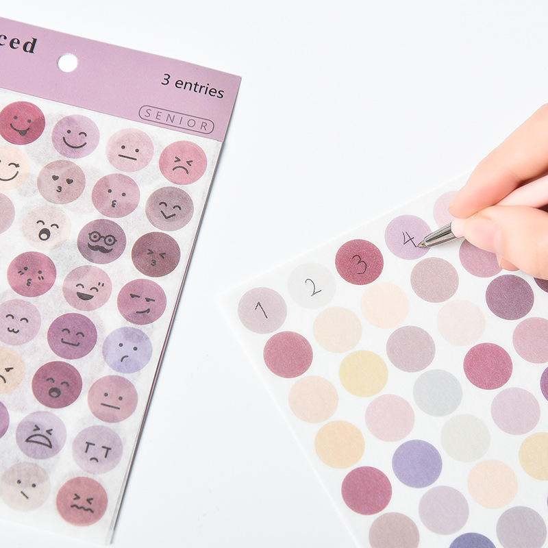 Estilo coreano ins dot cara sonriente pequeña expresión y etiqueta de papel DIY diario decoración material etiqueta de sellado