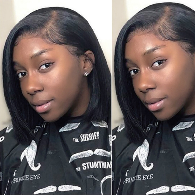 Africa cross-border foreign trade wig women side points bobo short straight hair natural black European and American fashion chemical fiber headgear women Wholesale