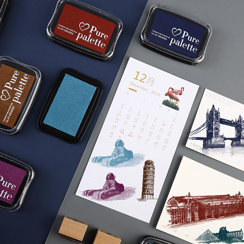 Retro color grande inkpad dedo pintura mano cuenta DIY color inkpad sello de goma mesa de impresión inkpad 12 colores opcionales