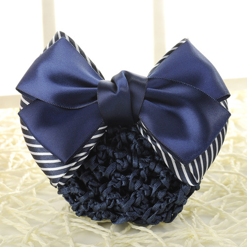 Professional flower hair net bag Korean style striped bow hair accessories nurse hairpin bank hotel stewardess work card